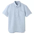 [MUJI 無印良品]男法國亞麻水洗短袖套衫S淺藍