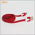Micro USB通用款彩色麵條型傳輸充電扁線（紅色）