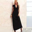 【Mirror米洛時尚】V領綁帶性感長洋裝 MIT台灣製造S黑色
