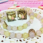 【韓國製造】粉色透明珠寶系伸縮彈性串珠手環