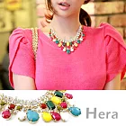 【Hera】赫拉 韓國飾品繽紛幾何水鑽寶石短項鍊/鎖骨鍊(繽紛彩)
