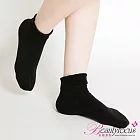 BeautyFocus台灣製竹炭1/2荷邊素色棉襪B5FREE黑色