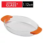 『LLG547O』樂扣玻璃微波烤箱耐熱烤盤(1.12L)(橘色)橘色