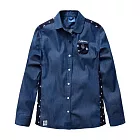 【CACO】CACO ST．美式街頭‧拼接星星長袖襯衫S藍