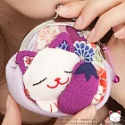 【和風招財貓】日本˙招福貓咪雙織珠扣零錢包-豐茄˙紫色