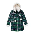 【CACO】CACO SURF．美式休閒．毛毛帽格紋長袖襯衫S綠