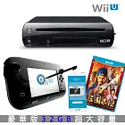 任天堂 Wii U 32G 黑色豪華版日規主機+三國誌12 贈Wii U GamePad 螢幕保護貼