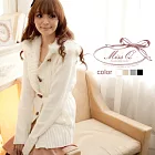 【MISS Q - 1290】韓國針織刷毛牛角扣保暖長版外套(白/杏/灰/黑)FREE白色