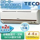 TECO 東元變頻一對一分離式冷氣 4-6坪  MA25VC3 MS25VC3