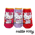 Hello Kitty凱蒂貓-線條小花棉質童襪3入(9-14公分)