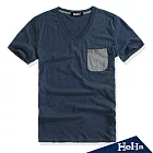 【HeHa】性感V領男士短袖T恤(共三色)-M(藍色)