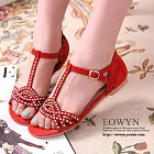 EOWYN．復古時尚點點鑽造型平底涼鞋(現貨)38橘紅38