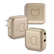 PROBOX 2.1A 金屬質感貓物語 雙輸出高性能旅充 充電器 (HA2-10U2)金色