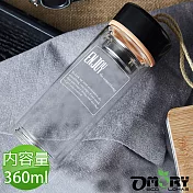 【OMORY】仿木杯蓋字母提繩單層玻璃杯360ml(4色)-黑色
