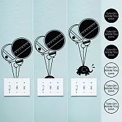 《Smart Design》創意無痕壁貼◆氣球與象 四色可選質感黑
