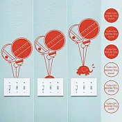 《Smart Design》創意無痕壁貼◆氣球與象 四色可選驚豔紅