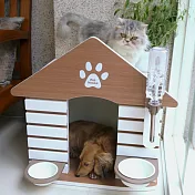 【QUALITY】可愛溫馨寵物屋/工學食器/置物平台/可拆門欄(木紋款)