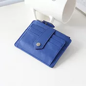 【Solomon 原創設計皮件】金魚火花卡夾拉鍊零錢包原色藍