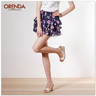 ORENDA 花園派對雪紡蛋糕裙S藍色
