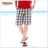 ORENDA 美式休閒格紋五分褲 28綠格
