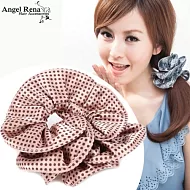 【Angel Rena】米娜大波浪綢緞大腸圈髮束-水玉點點˙粉紅