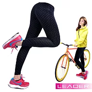 【Leader】女性專用 DotFit運動壓縮緊身褲.壓力褲(小點)S黑色