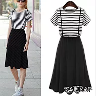 【BR】春夏黑白吊帶連身裙(M-XXL可選)L黑白條紋