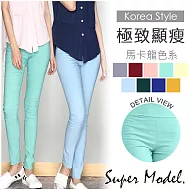 【名模衣櫃】馬卡龍色系.極致纖瘦彈力鉛筆褲-共10色(M-XL適穿)FREE綠色