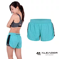 【LEADER】FTS-104假兩件 彈性吸排運動短褲 女款S(果綠)