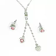 SWAROVSKI 粉紅心水晶項鍊+耳環套組