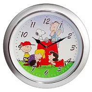 Snoopy 史努比精美銀框圓形掛鐘/卡通時鐘-SC281銀色
