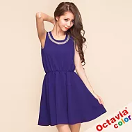 【OCTAVIA COLOR】紫醉 寶石領無袖背心洋裝 - 迷紫