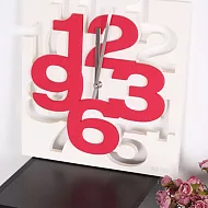 【Air】時尚藝術希拉立體造型鐘/掛鐘白底紅字
