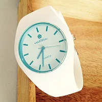 《GENEVA》超薄矽膠腕錶 爆款輕甜冰系列 比利時風格腕錶貴族白藍