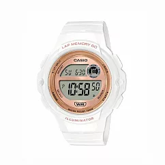 CASIO卡西歐 LWS─1200H LED運動休閒紀錄跑步簡約電子數字女手錶 ─玫白7A2