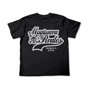 《One Piece》 海賊王 草帽海賊團 刺繡風 造型T恤-黑色（L）--Cospa出品