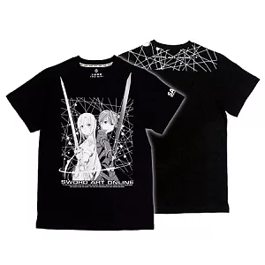 刀劍神域-潮流T-shirt(桐人&亞絲娜)M黑色