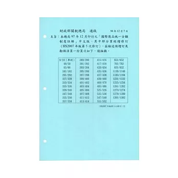 國際商品統一分類制度註解抽換本98年12月7日(第5次修訂)