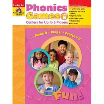 Phonics Games Centers for Up to 6 Players: Level B, Grades K-1