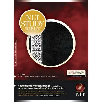 NLT Study Bible: New Living Translation, Black/Vintage White Floral, Tutone, Leatherlike