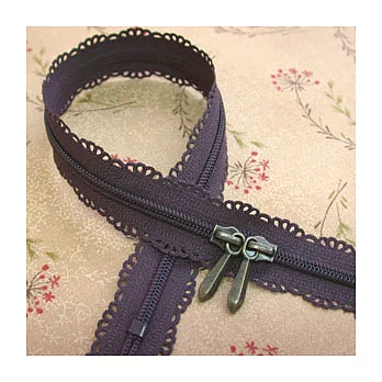 蕾 絲 雙頭拉鍊35cm-咖啡