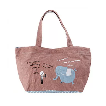 Shinzi Katoh 插畫家彩色提把小提袋-口渴小藍象