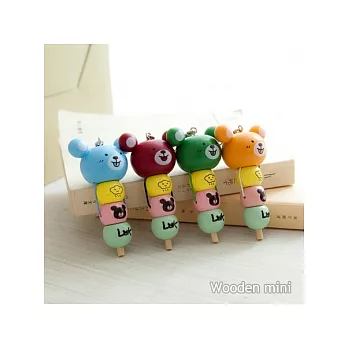 《Wooden mini》塗鴨熊串串原子筆吊飾(隨機2入)