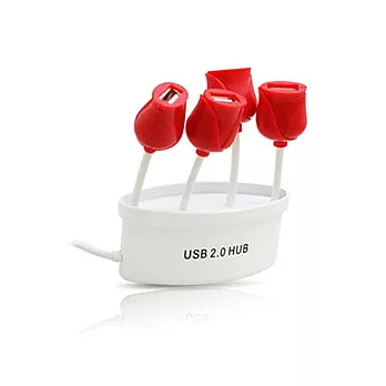 鬱金香 USB 2.0 4PORT HUB 集線器(白色)白盆+紅花