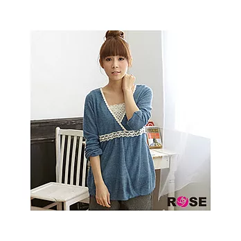 ROSE。穿搭組合V領lace針織兩件式上衣
