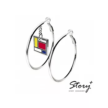 STORY ACCESSORY - 藝術系 - 蒙德里安構成008純銀耳環