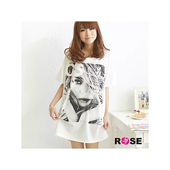 ROSE。魅力女孩英文亮粉點點長版上衣