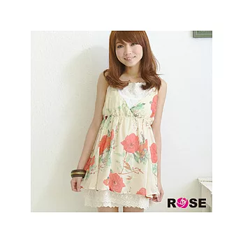 ROSE。夏豔精靈大紅花朵V領細肩背心上衣