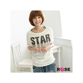 ROSE。清新春調STAR燙鑽流星一字領上衣