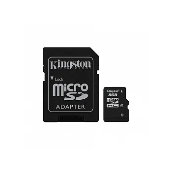 金士頓 Kingston microSDHC 8GB Class4 記憶卡(附轉卡)